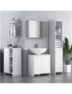 HOMCOM Under Sink Bathroom Cabinet, Freestanding Under Sink Cabinet with 2 Doors and Shelf for Basin without or with Pedestal, W 2