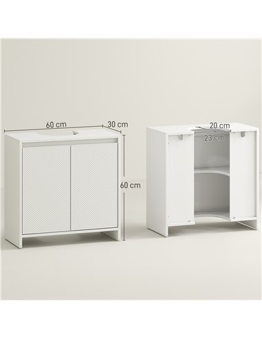HOMCOM Under Sink Bathroom Cabinet, Freestanding Under Sink Cabinet with 2 Doors and Shelf for Basin without or with Pedestal, W
