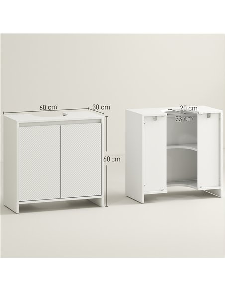 HOMCOM Under Sink Bathroom Cabinet, Freestanding Under Sink Cabinet with 2 Doors and Shelf for Basin without or with Pedestal, W - pic 167547 | FastDaddyshop