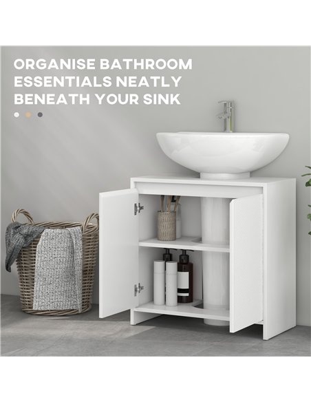 HOMCOM Under Sink Bathroom Cabinet, Freestanding Under Sink Cabinet with 2 Doors and Shelf for Basin without or with Pedestal, W - pic 167549 | FastDaddyshop