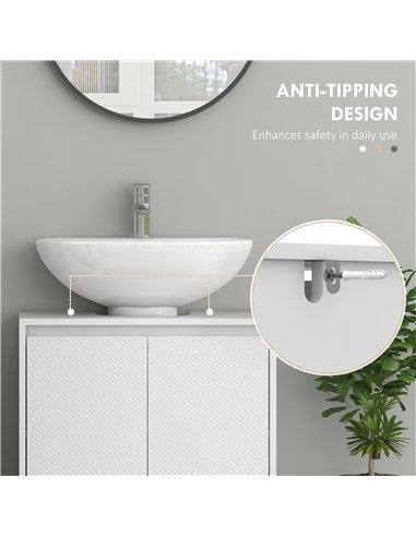 HOMCOM Under Sink Bathroom Cabinet, Freestanding Under Sink Cabinet with 2 Doors and Shelf for Basin without or with Pedestal, W
