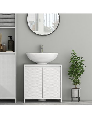HOMCOM Under Sink Bathroom Cabinet, Freestanding Under Sink Cabinet with 2 Doors and Shelf for Basin without or with Pedestal, W
