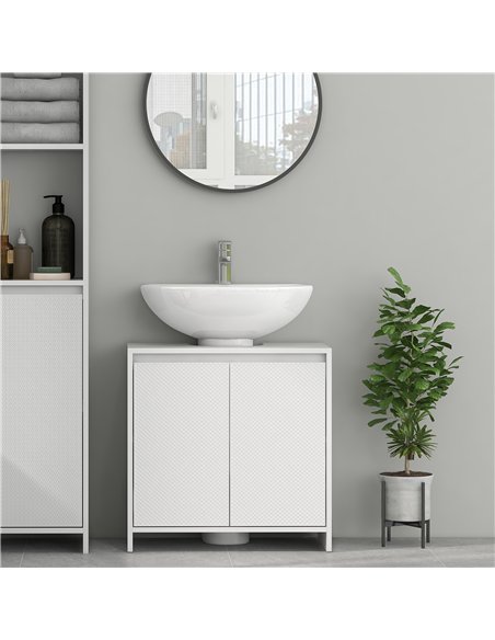 HOMCOM Under Sink Bathroom Cabinet, Freestanding Under Sink Cabinet with 2 Doors and Shelf for Basin without or with Pedestal, W - pic 167551 | FastDaddyshop