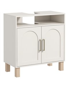 HOMCOM Under Sink Cabinet for Basin without Pedestal - Cream White