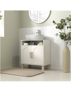 HOMCOM Under Sink Cabinet for Basin without Pedestal - Cream White 2
