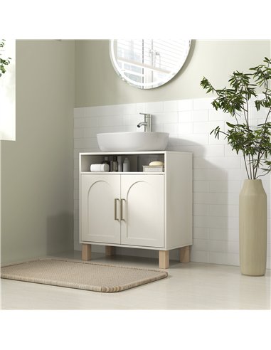 HOMCOM Under Sink Cabinet for Basin without Pedestal - Cream White