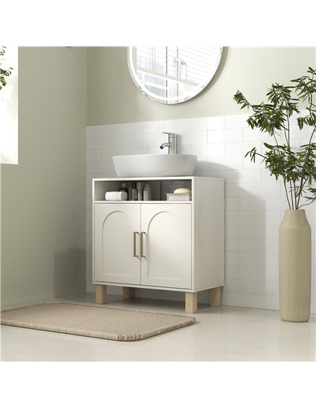 HOMCOM Under Sink Cabinet for Basin without Pedestal - Cream White - pic 167555 | FastDaddyshop