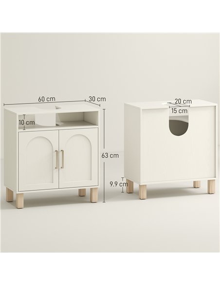 HOMCOM Under Sink Cabinet for Basin without Pedestal - Cream White - pic 167556 | FastDaddyshop