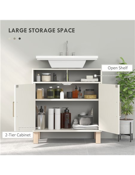 HOMCOM Under Sink Cabinet for Basin without Pedestal - Cream White - pic 167558 | FastDaddyshop