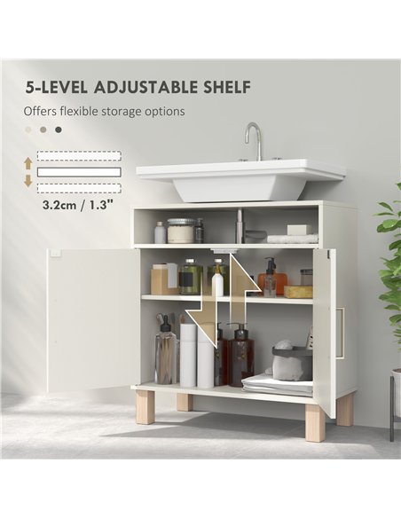 HOMCOM Under Sink Cabinet for Basin without Pedestal - Cream White - pic 167559 | FastDaddyshop