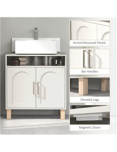 HOMCOM Under Sink Cabinet for Basin without Pedestal - Cream White