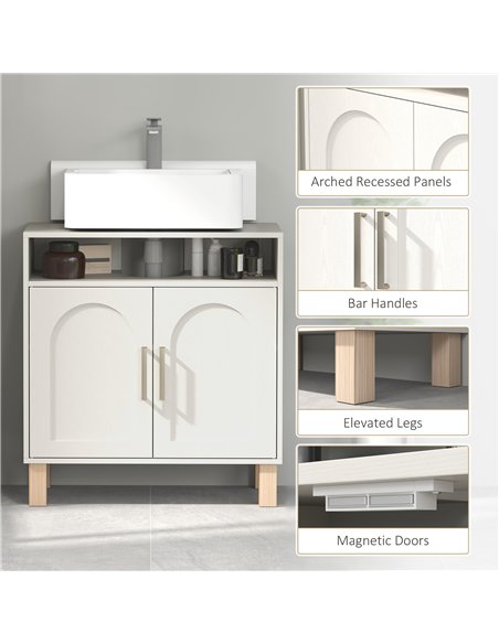 HOMCOM Under Sink Cabinet for Basin without Pedestal - Cream White - pic 167560 | FastDaddyshop