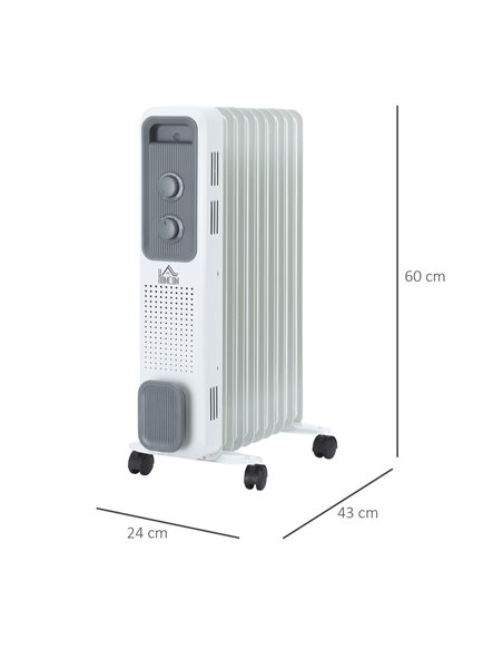 Homcom 2180W Oil Filled Radiator with 9 Fins, Timer, Thermostat Control - pic 16757 | FastDaddyshop