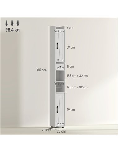 HOMCOM Tall Bathroom Cabinet, Farmhouse Slim Bathroom Storage Cabinet with Barn Doors, Toilet Paper Roll Holder, Drawer and Adju