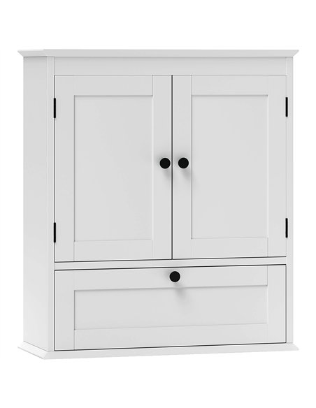 HOMCOM Bathroom Wall Cabinet with Adjustable Shelf and Recessed Doors, White - pic 167581 | FastDaddyshop