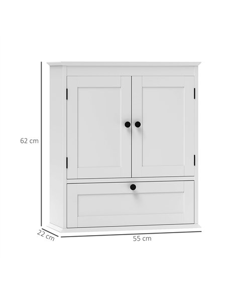 HOMCOM Bathroom Wall Cabinet with Adjustable Shelf and Recessed Doors, White - pic 167583 | FastDaddyshop