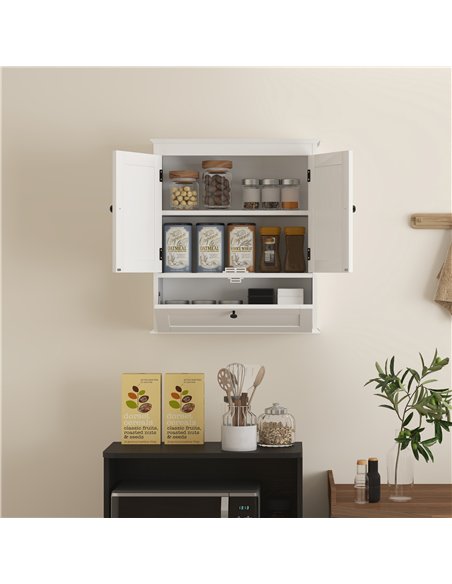 HOMCOM Bathroom Wall Cabinet with Adjustable Shelf and Recessed Doors, White - pic 167588 | FastDaddyshop