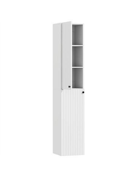 HOMCOM Wall Mounted Tall Bathroom Storage Cabinet with Soft-Close Hinges, Slim Bathroom Cabinet with 2 Doors, White - pic 167590 | FastDaddyshop