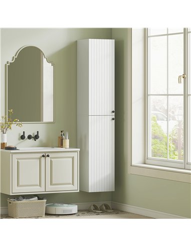 HOMCOM Wall Mounted Tall Bathroom Storage Cabinet with Soft-Close Hinges, Slim Bathroom Cabinet with 2 Doors, White