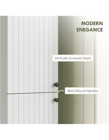 HOMCOM Wall Mounted Tall Bathroom Storage Cabinet with Soft-Close Hinges, Slim Bathroom Cabinet with 2 Doors, White