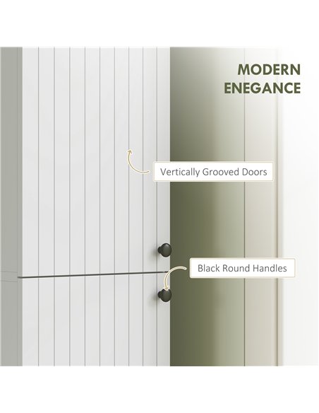 HOMCOM Wall Mounted Tall Bathroom Storage Cabinet with Soft-Close Hinges, Slim Bathroom Cabinet with 2 Doors, White - pic 167596 | FastDaddyshop