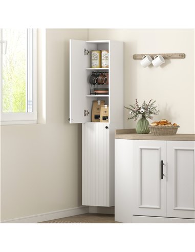 HOMCOM Wall Mounted Tall Bathroom Storage Cabinet with Soft-Close Hinges, Slim Bathroom Cabinet with 2 Doors, White