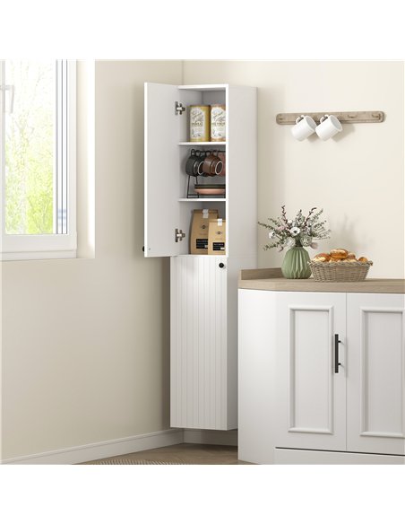 HOMCOM Wall Mounted Tall Bathroom Storage Cabinet with Soft-Close Hinges, Slim Bathroom Cabinet with 2 Doors, White - pic 167597 | FastDaddyshop