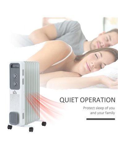 Homcom 2180W Oil Filled Radiator with 9 Fins, Timer, Thermostat Control