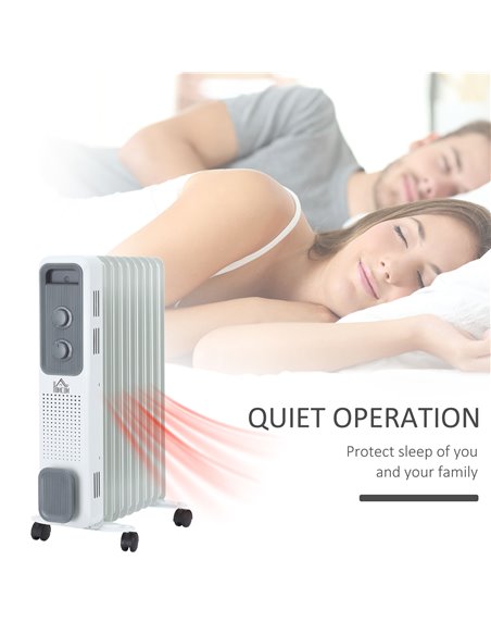 Homcom 2180W Oil Filled Radiator with 9 Fins, Timer, Thermostat Control - pic 16760 | FastDaddyshop