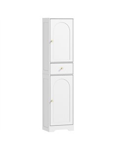 HOMCOM Tall Bathroom Cabinet with Arched Doors - White