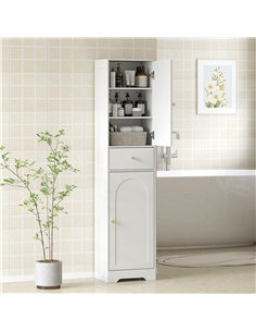 HOMCOM Tall Bathroom Cabinet with Arched Doors - White 2
