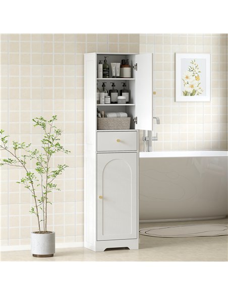 HOMCOM Tall Bathroom Cabinet with Arched Doors - White - pic 167609 | FastDaddyshop