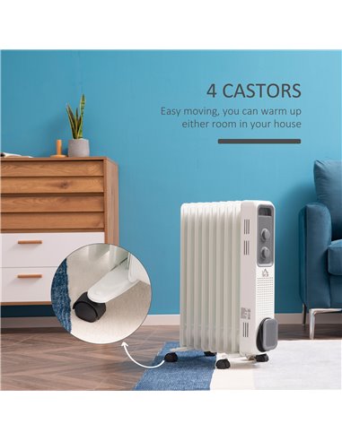 Homcom 2180W Oil Filled Radiator with 9 Fins, Timer, Thermostat Control
