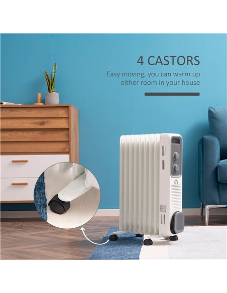 Homcom 2180W Oil Filled Radiator with 9 Fins, Timer, Thermostat Control - pic 16761 | FastDaddyshop