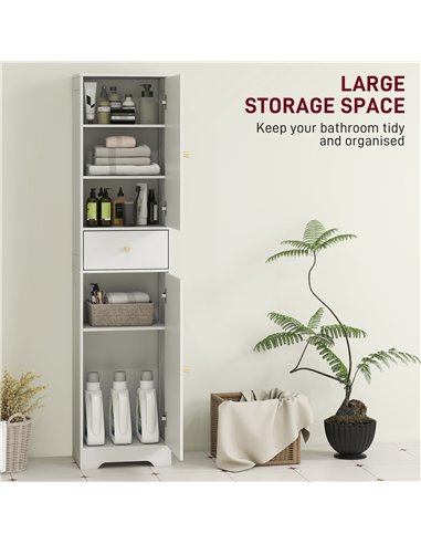 HOMCOM Tall Bathroom Cabinet with Arched Doors - White