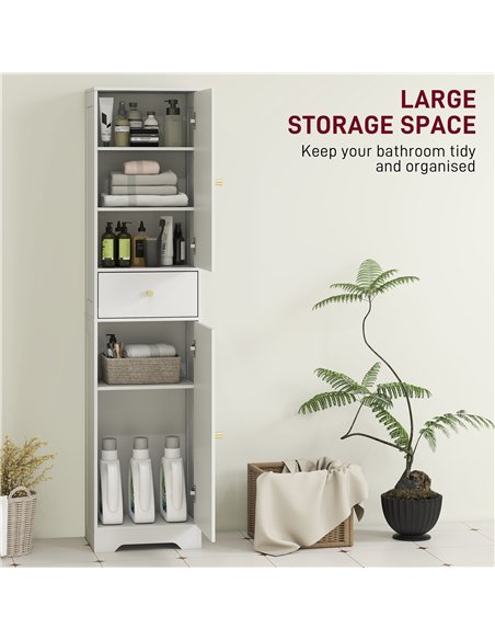 HOMCOM Tall Bathroom Cabinet with Arched Doors - White - pic 167611 | FastDaddyshop