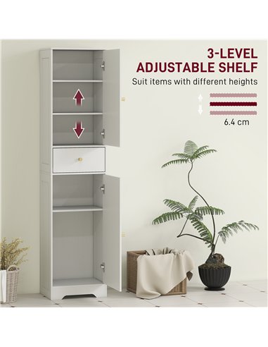 HOMCOM Tall Bathroom Cabinet with Arched Doors - White