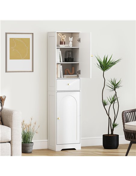HOMCOM Tall Bathroom Cabinet with Arched Doors - White - pic 167615 | FastDaddyshop