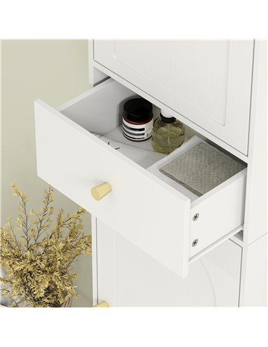 HOMCOM Tall Bathroom Cabinet with Arched Doors - White