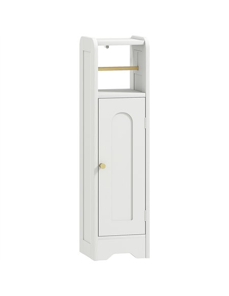 HOMCOM Small Bathroom Storage Cabinet with Toilet Roll Holder - White - pic 167617 | FastDaddyshop