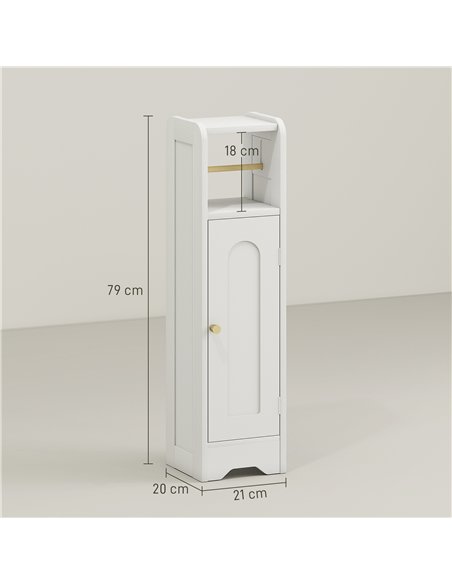 HOMCOM Small Bathroom Storage Cabinet with Toilet Roll Holder - White - pic 167619 | FastDaddyshop
