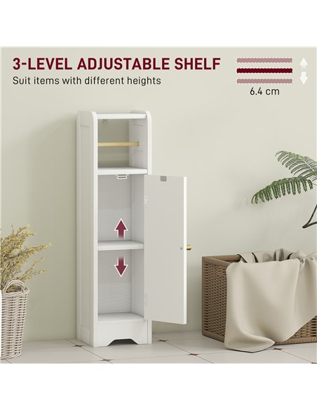 HOMCOM Small Bathroom Storage Cabinet with Toilet Roll Holder - White - pic 167621 | FastDaddyshop
