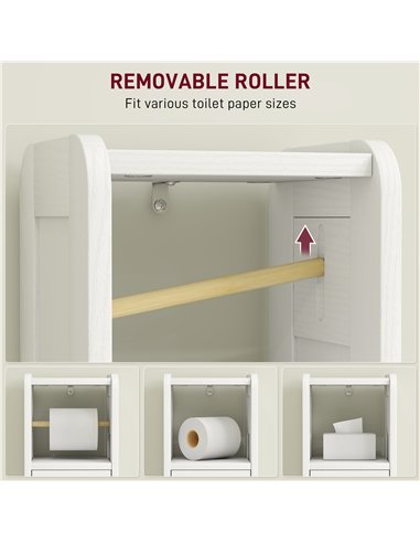 HOMCOM Small Bathroom Storage Cabinet with Toilet Roll Holder - White