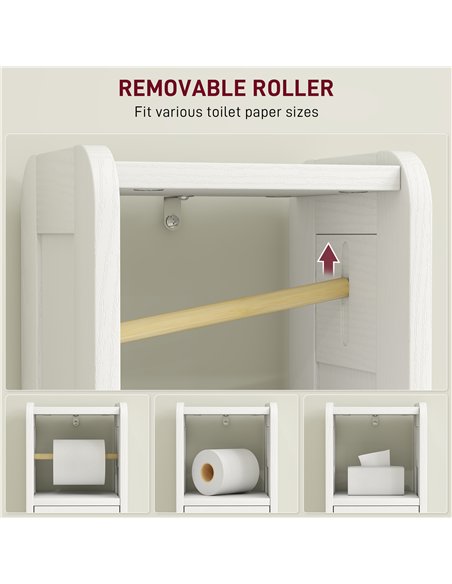 HOMCOM Small Bathroom Storage Cabinet with Toilet Roll Holder - White - pic 167622 | FastDaddyshop