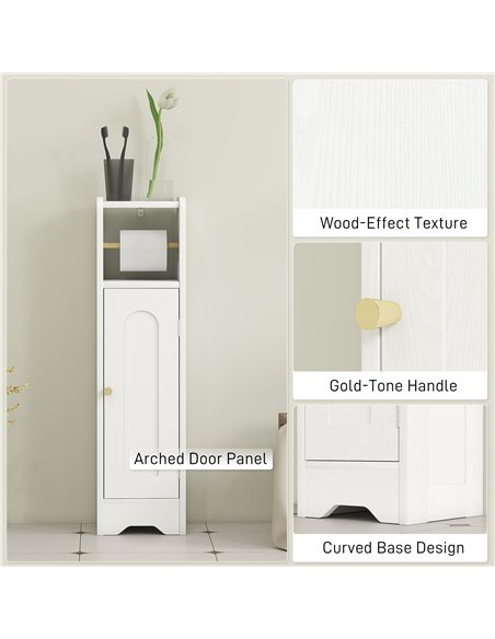 HOMCOM Small Bathroom Storage Cabinet with Toilet Roll Holder - White - pic 167623 | FastDaddyshop