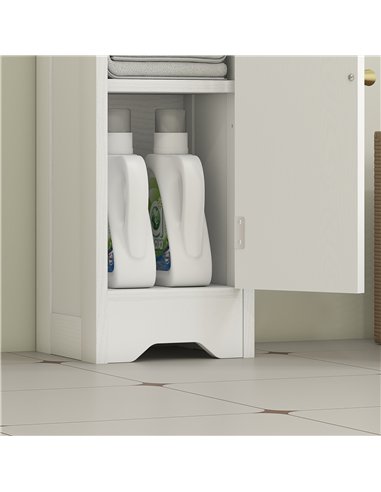 HOMCOM Small Bathroom Storage Cabinet with Toilet Roll Holder - White