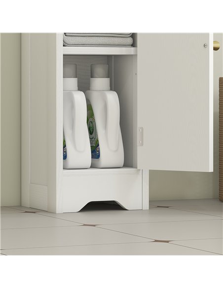 HOMCOM Small Bathroom Storage Cabinet with Toilet Roll Holder - White - pic 167625 | FastDaddyshop