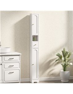 HOMCOM 185 cm Tall Bathroom Cabinet with Arched Doors - White 2