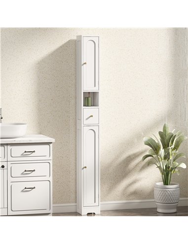 HOMCOM 185 cm Tall Bathroom Cabinet with Arched Doors - White