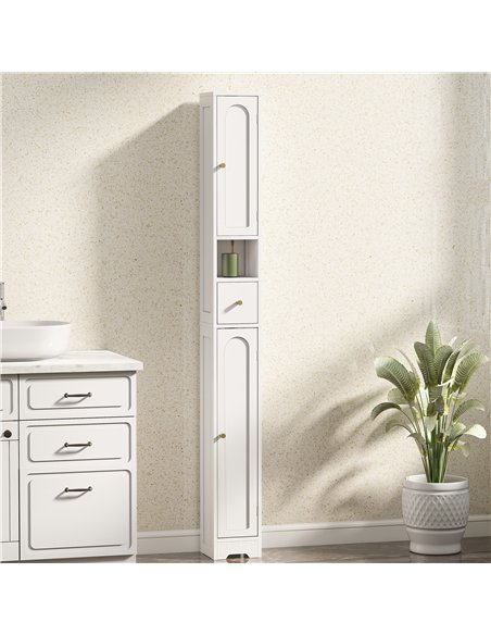 HOMCOM 185 cm Tall Bathroom Cabinet with Arched Doors - White - pic 167627 | FastDaddyshop